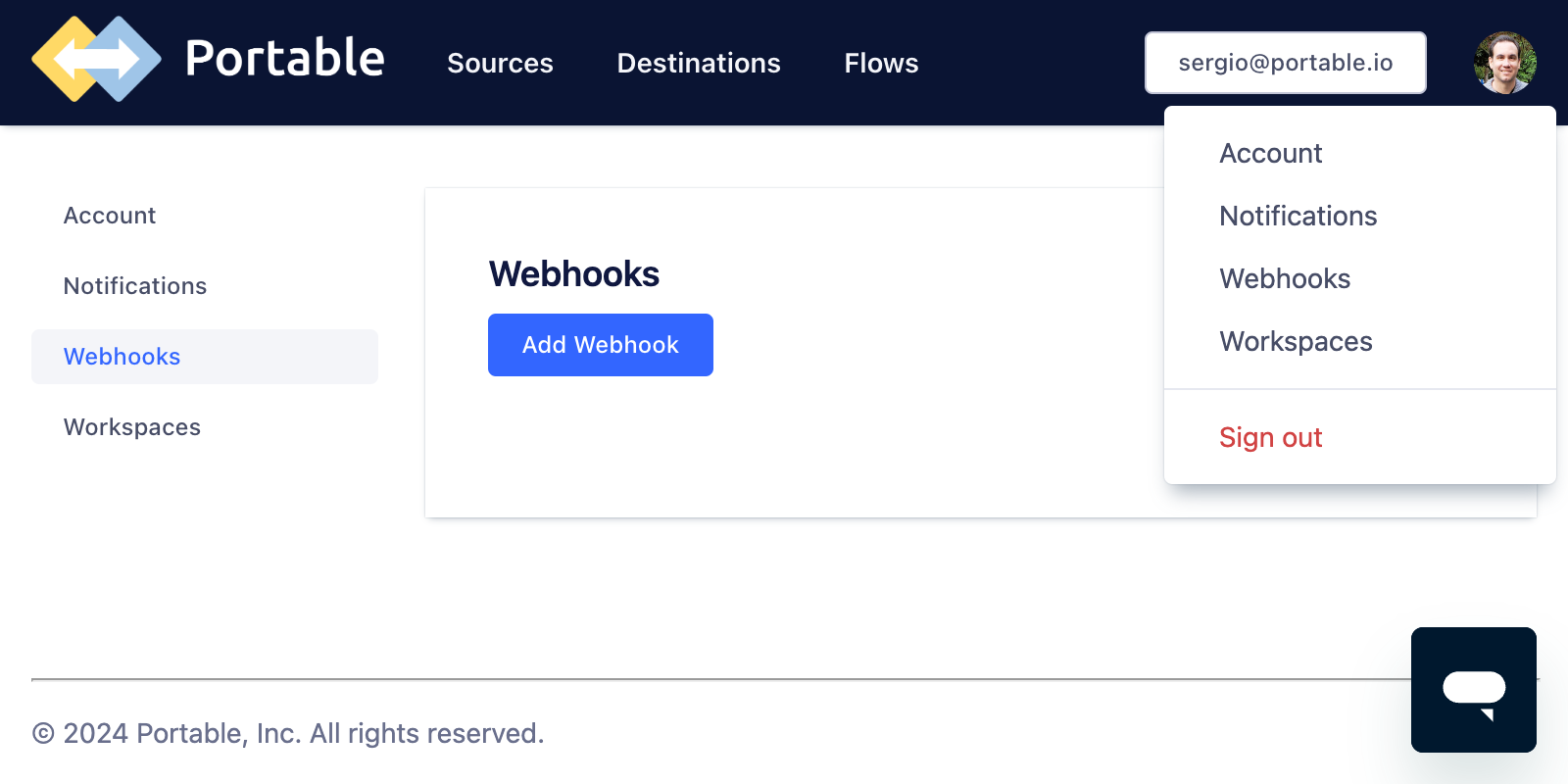 Portable Webhook Settings