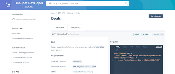 HubSpot API Documentation